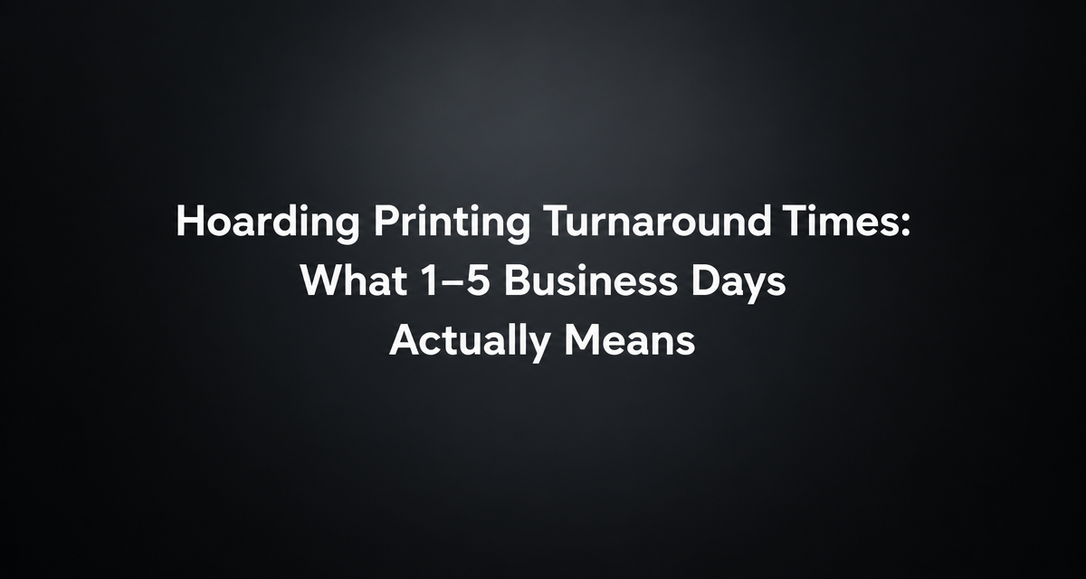Hoarding printing turnaround timeline — what 1 to 5 business days actually covers from approved artwork to installed panels