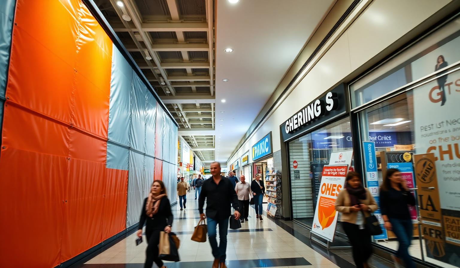 Hoarding graphics vendors in the US — specialist mall barrier install compared to a local print shop